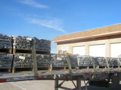 Stone pallets loaded on flatbed freight truck at our Douglas, AZ terminal